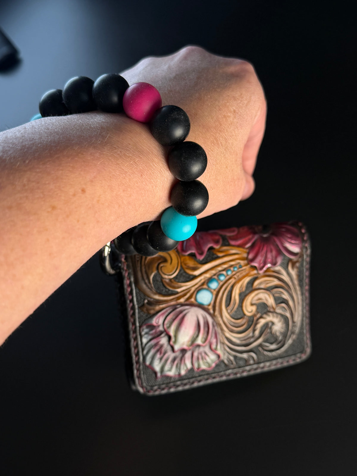 Leather wristlet card wallet