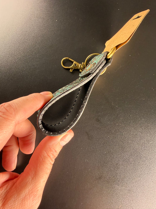 turquoise and bronze key fob