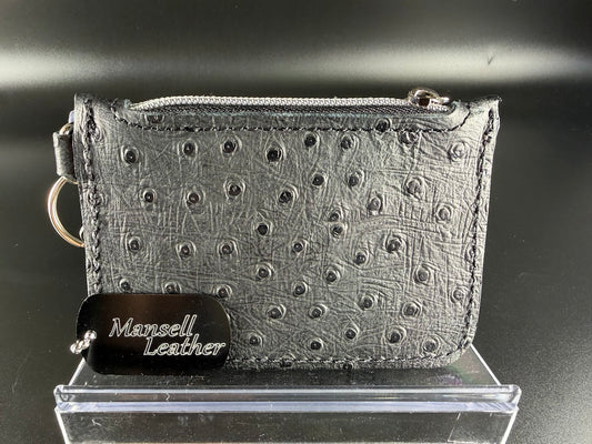 Embossed Ostrich Keychain Wallet