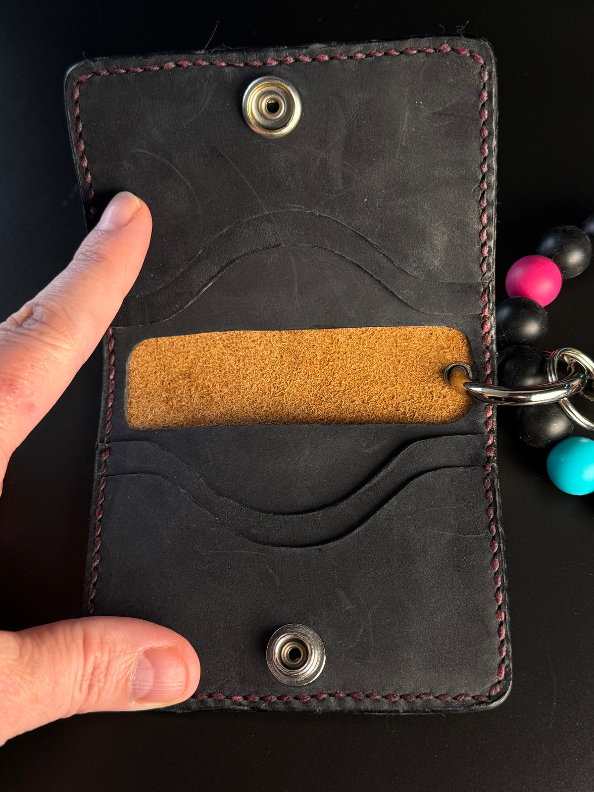 Leather wristlet card wallet