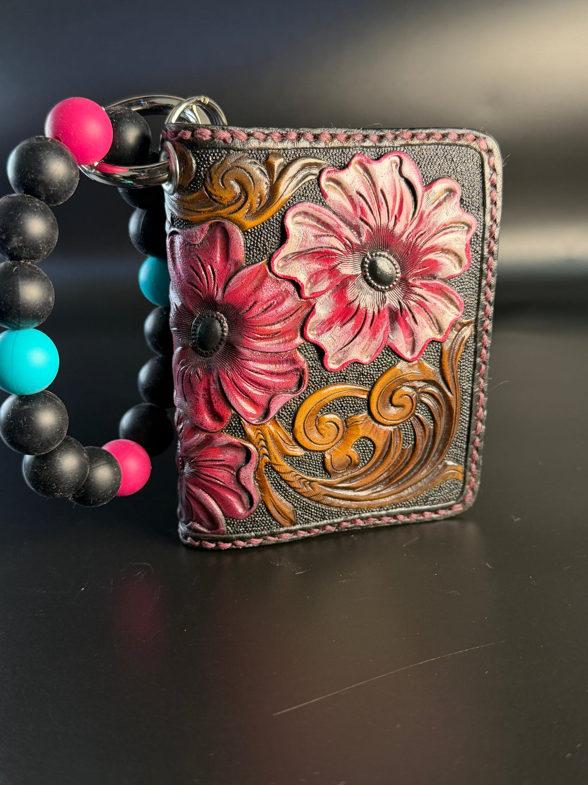 Leather wristlet card wallet