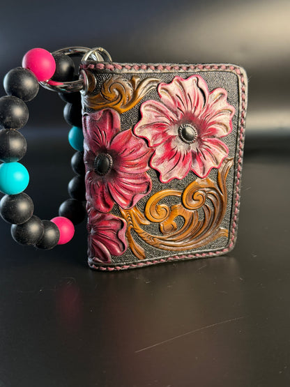 Leather wristlet card wallet