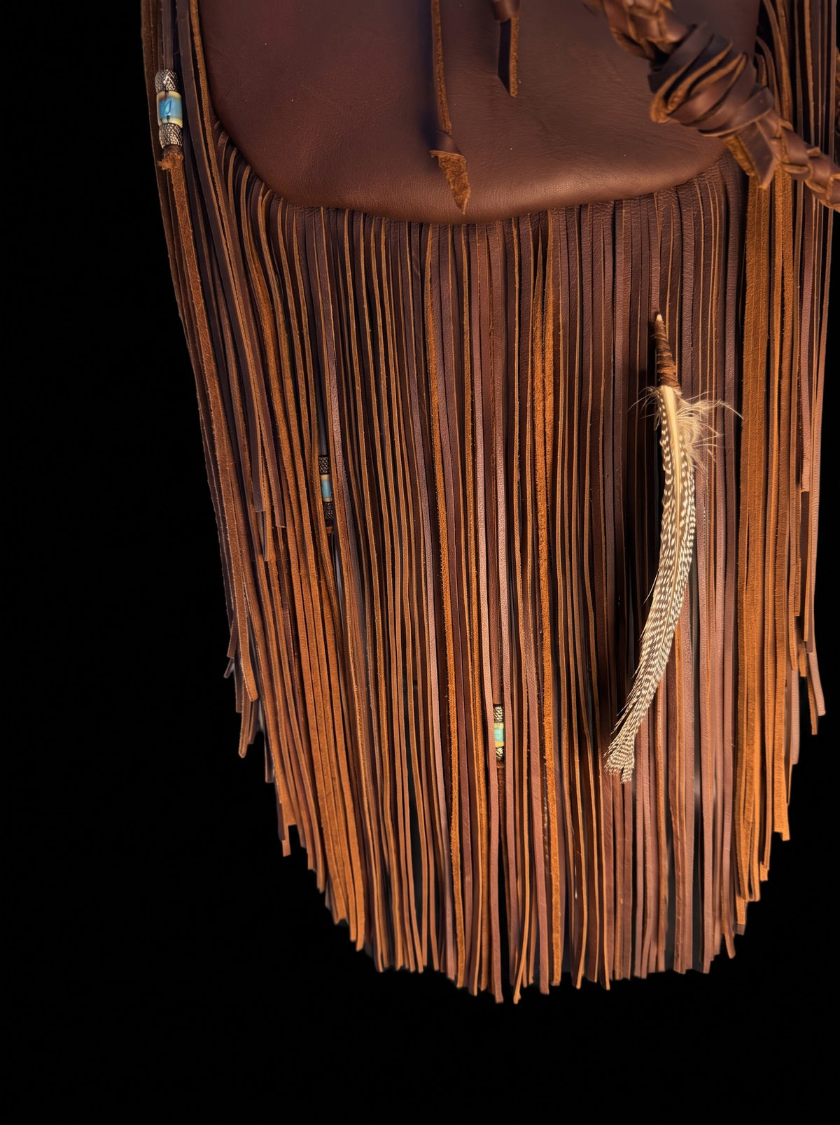 Fringe drawstring bag
