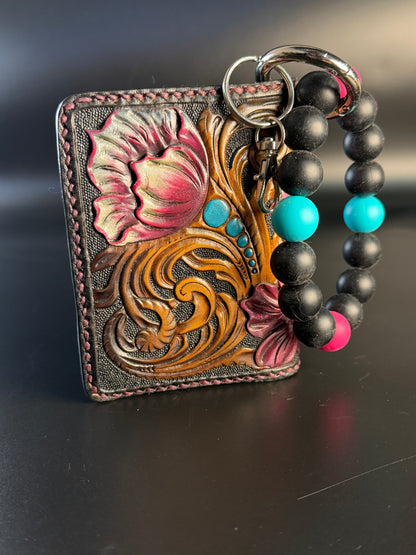 Leather wristlet card wallet