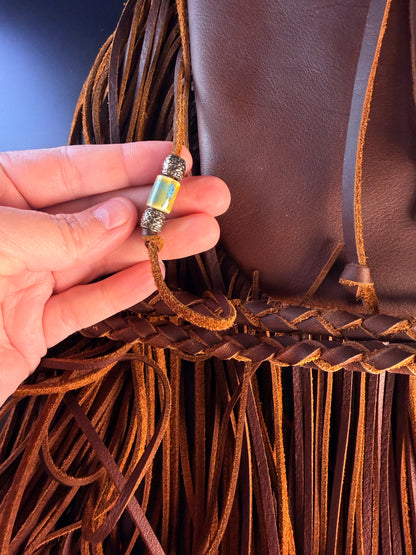 Fringe drawstring bag