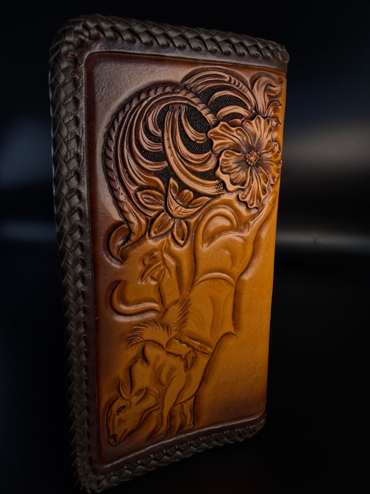 Floral bull Roper wallet