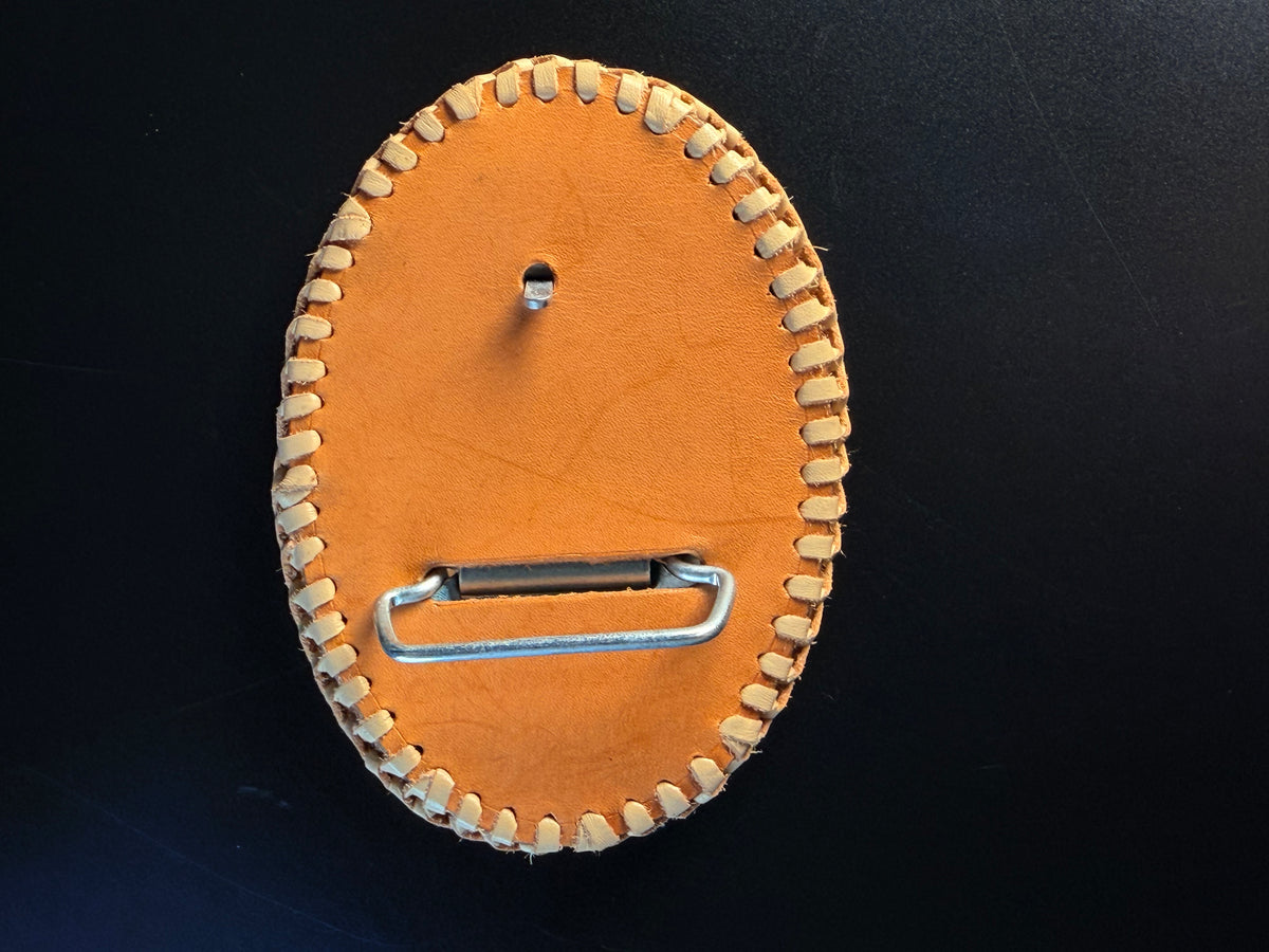Tooled sunflower belt buckle