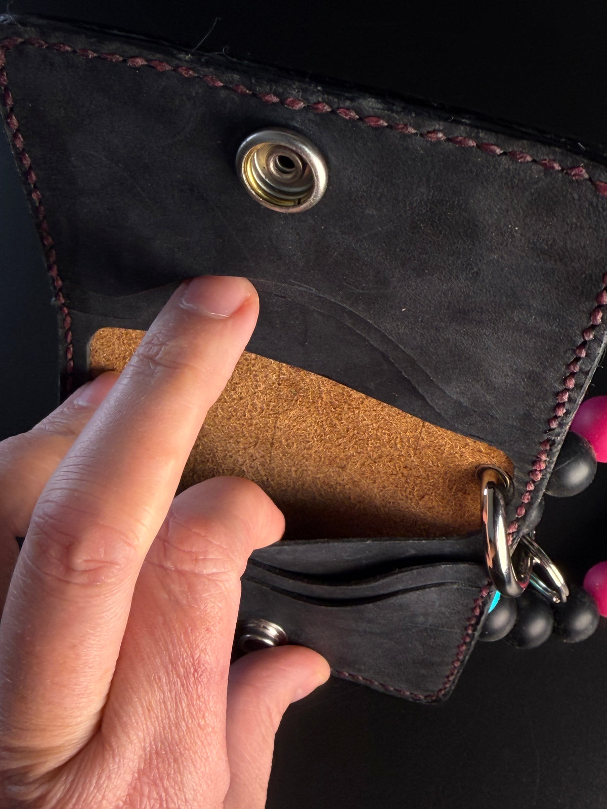 Leather wristlet card wallet