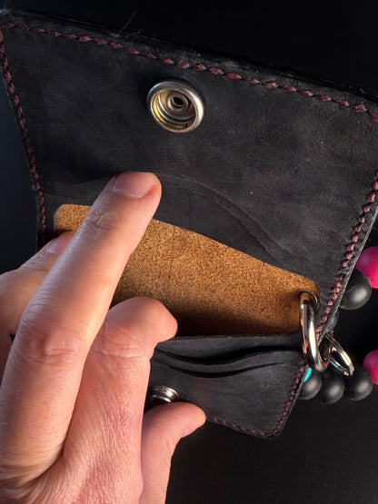 Leather wristlet card wallet