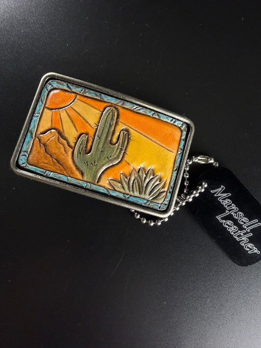 Leather desert scene belt, Buckle