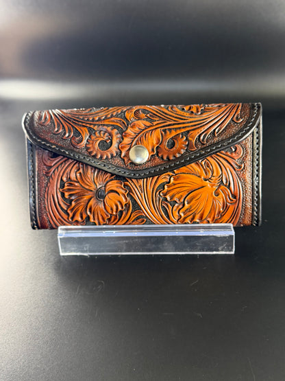 Leather floral ladies wallet
