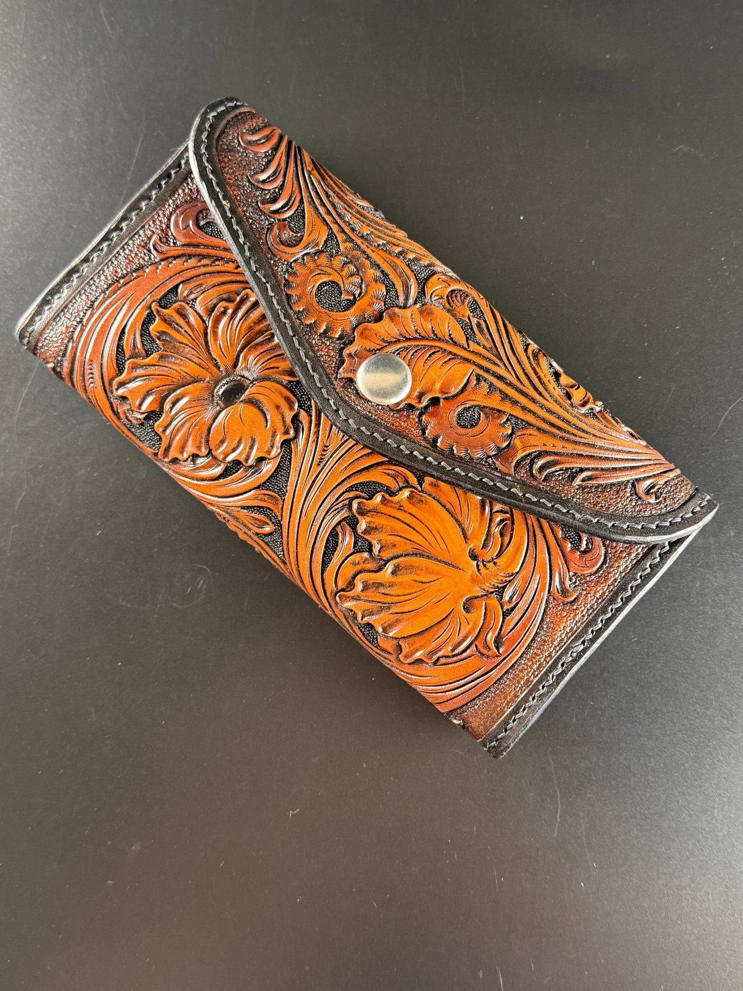 Leather floral ladies wallet