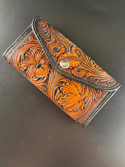 Leather floral ladies wallet