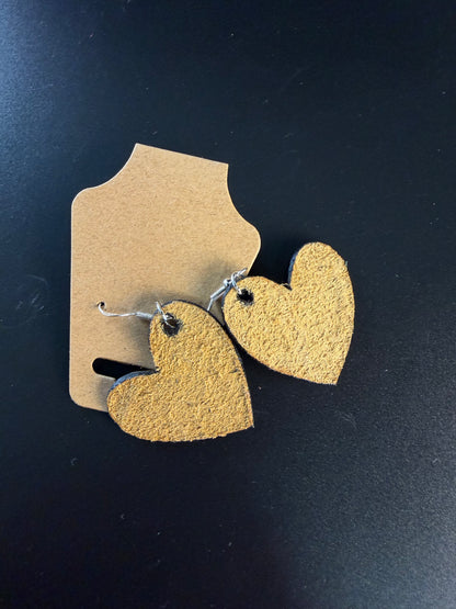 Leather heart earrings