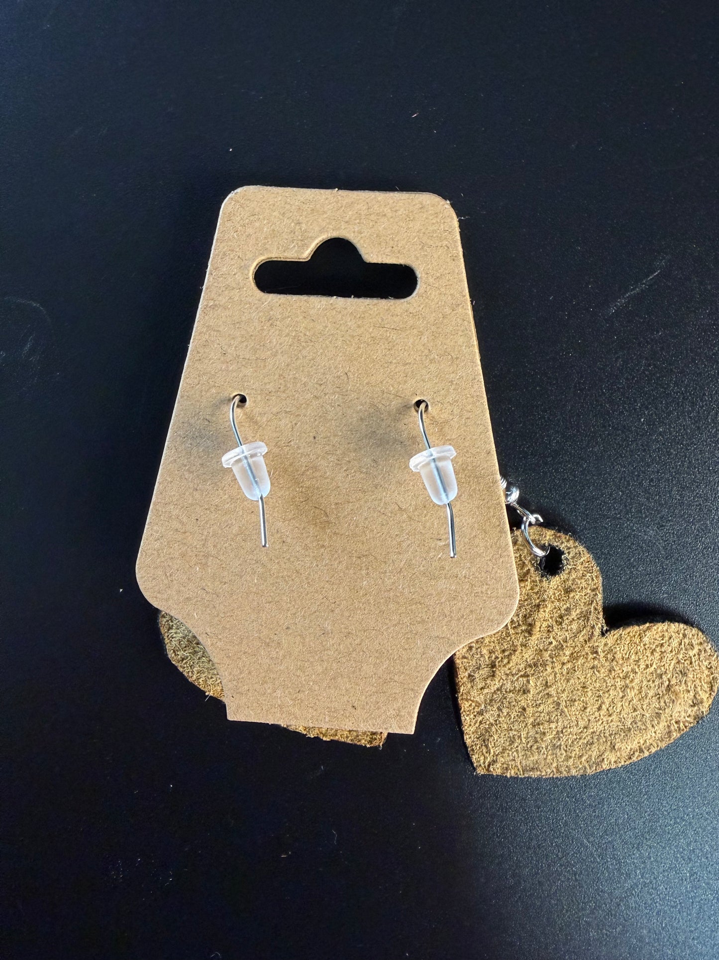 Leather heart earrings