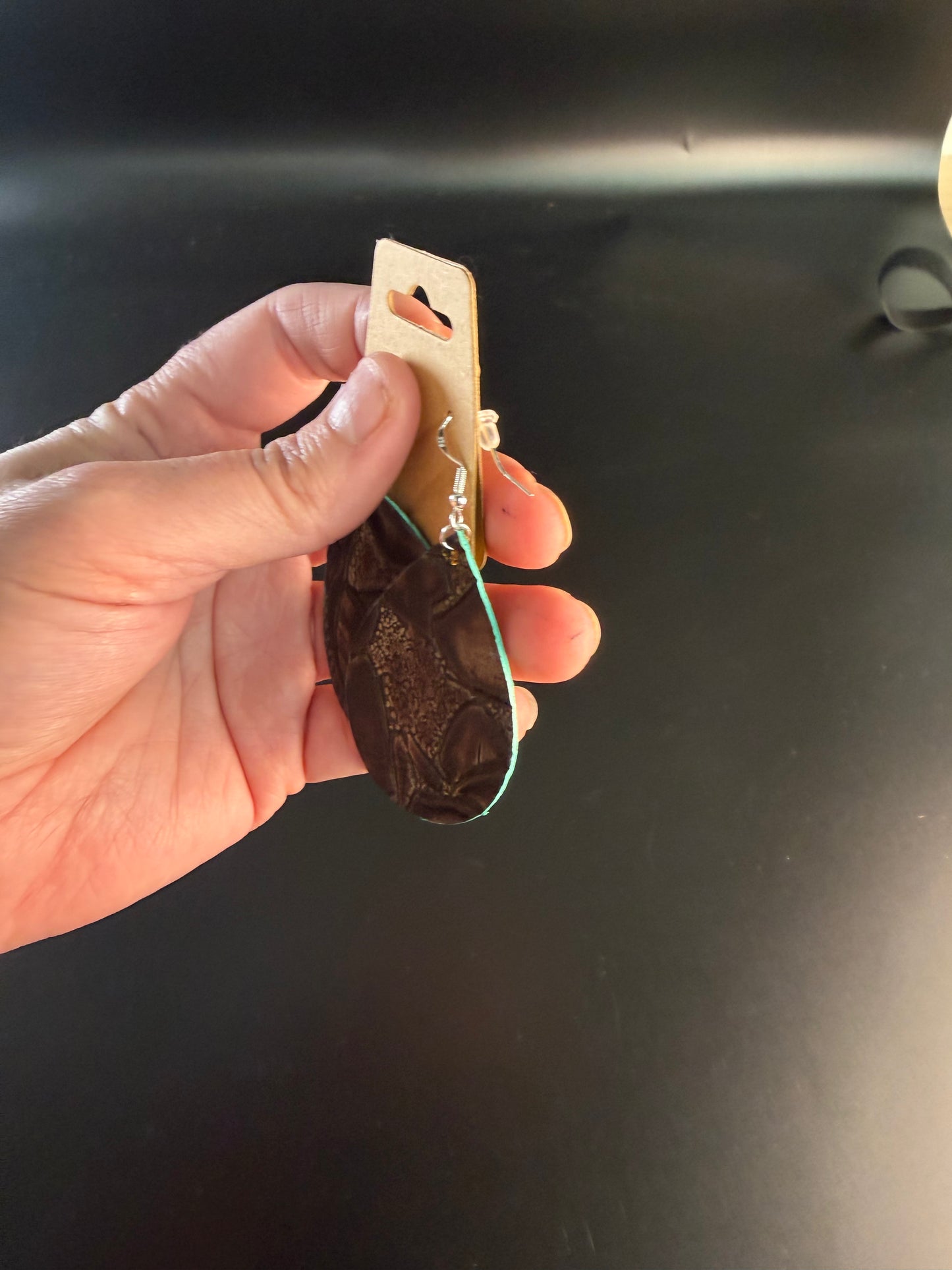 Leather teardrop earrings