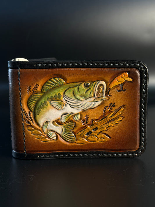 Bass fish money clip wallet