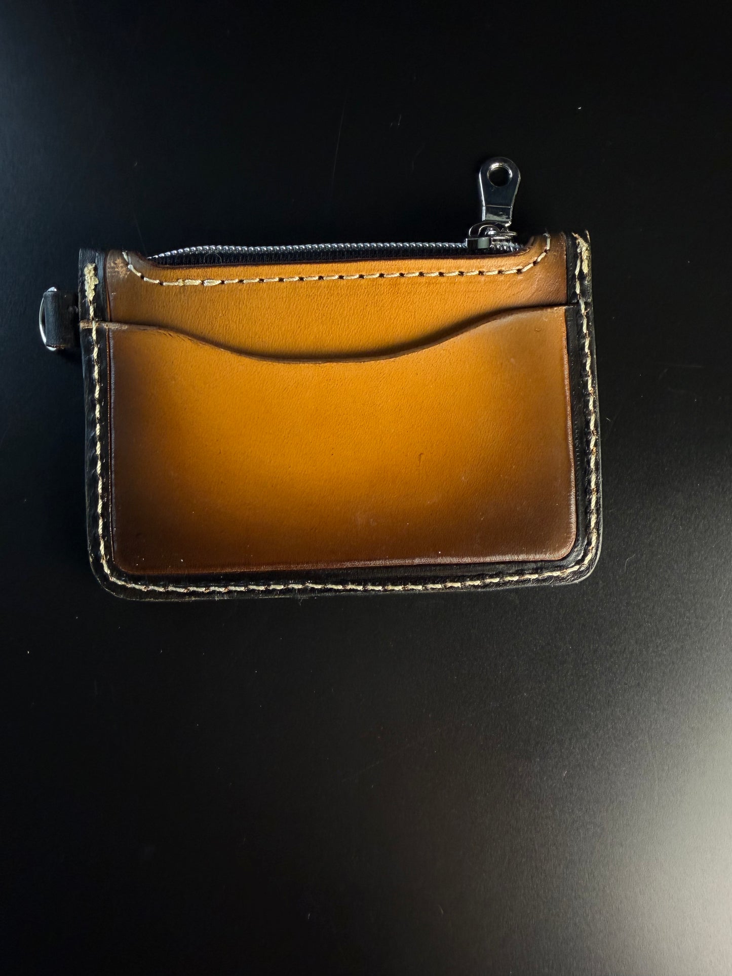 Tooled feather keychain wallet