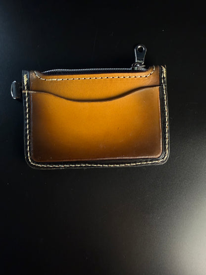 Tooled feather keychain wallet