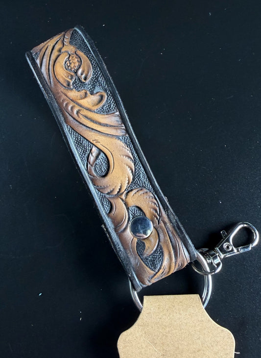 floral tooled keychain