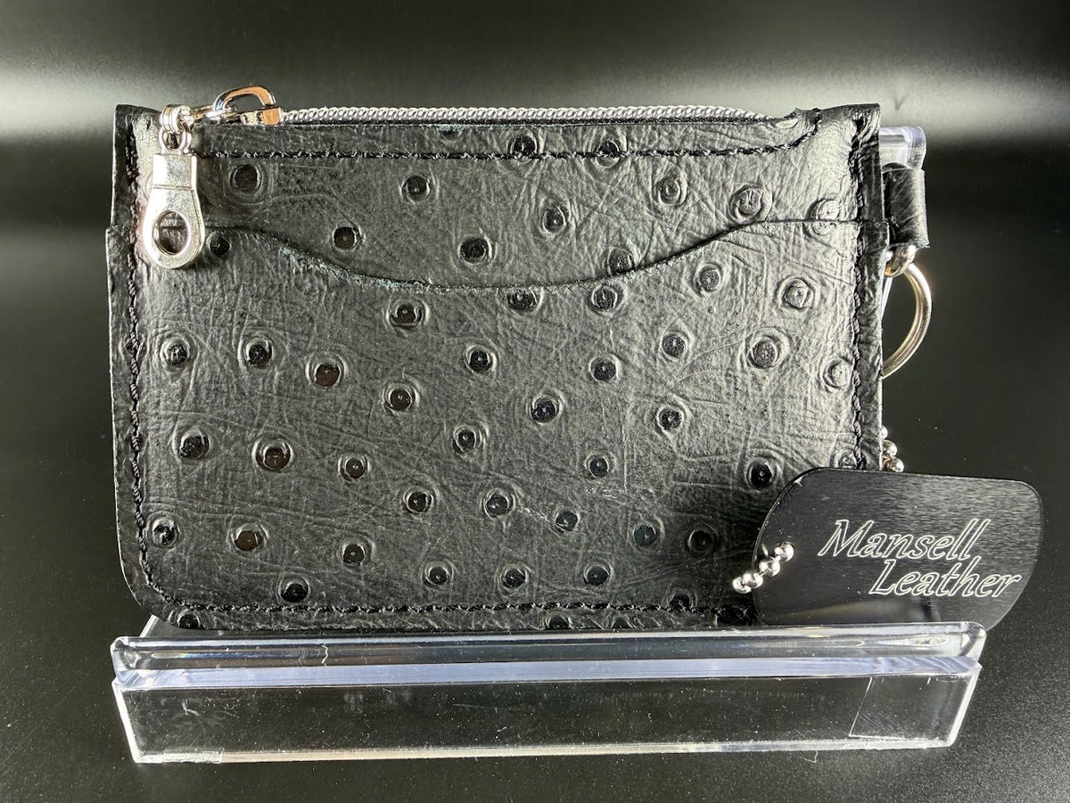 Embossed Ostrich Keychain Wallet