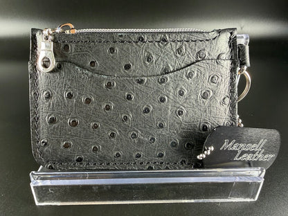 Embossed Ostrich Keychain Wallet