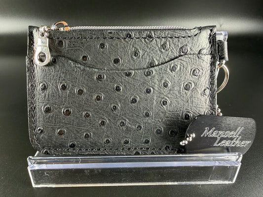 Embossed Ostrich Keychain Wallet