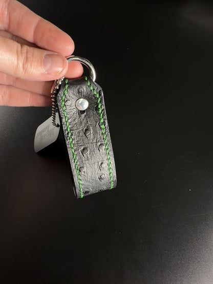 embossed leather ostrich key fob