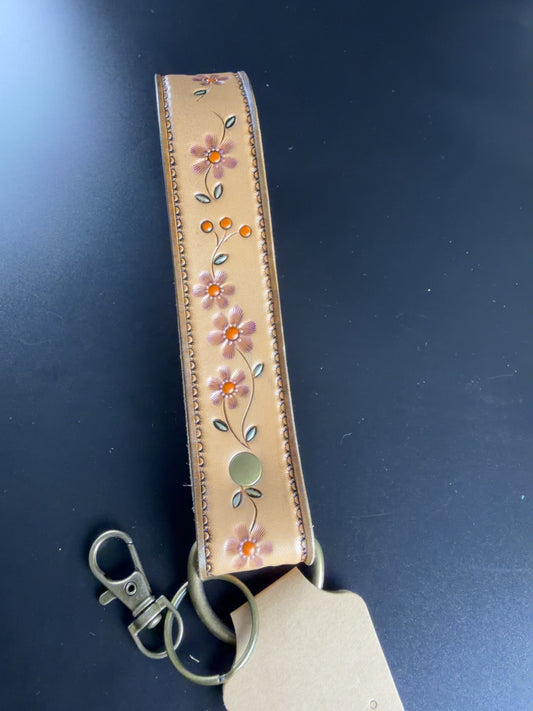 hand tooled leather wristlet