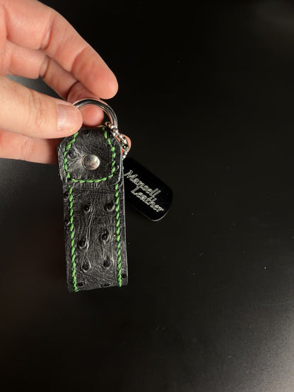 embossed leather ostrich key fob
