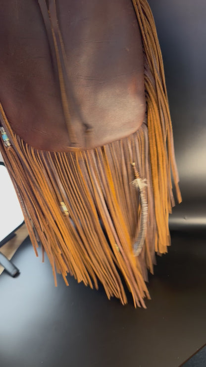 Fringe drawstring bag