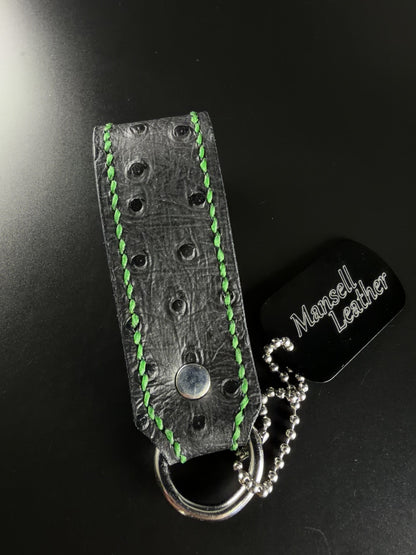 embossed leather ostrich key fob