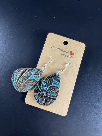 turquoise and bronze teardrop earrings